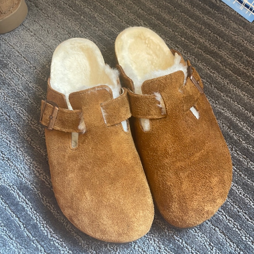 Birkenstock Suede Mule with Sherpa Lining